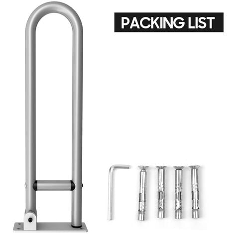 Main Courante en Alliage d'aluminium, pour Toilettes, Main Courante Anti-Chute de Salle de Bain, poignée de Barre d'appui de sécurité à Visser, Argent, sans housse éponge noire