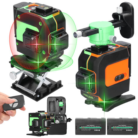 Niveau Laser Vert en 3 x 360 3D 12 Lignes avec Fonction 3°  D'auto-Nivellement Auto-équilibrage du Niveau Laser Multifonctionnel 12  Lignes Lignes