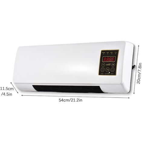 Climatiseur à double usage chauffage et refroidissement, chauffage mural, minuterie 6h/vent naturel jusqu'à 40 degrés/arrêt différé/avec télécommande (pile bouton intégrée) norme européenne 220V