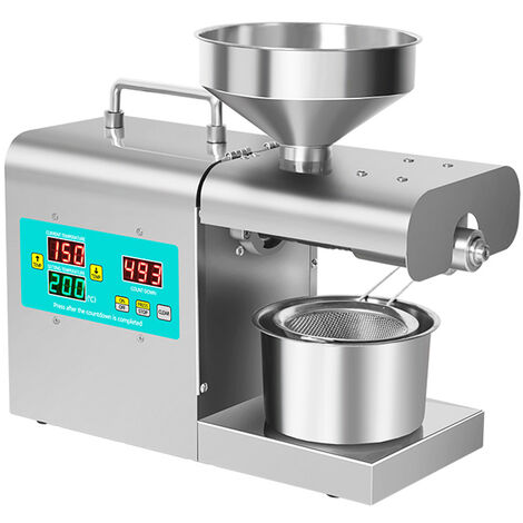 Presse à Huile Automatique électrique Inox - Pressage Chaud/froid, 3-6 Kg/h, Pour Olives, Noix, Graines