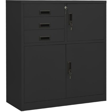 Armoire Bureau ML-Design 75x40x120cm Anthracite - 6 Portes, 3 Compartiments, Acier
