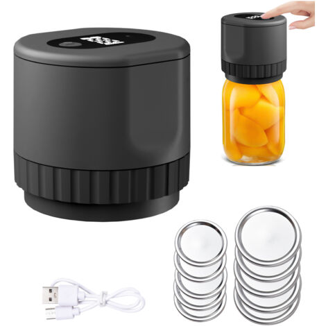 Kit de scellage sous vide électrique pour bocaux Mason, kit de scellage de bocaux, pour le stockage des aliments et la fermentation, couvercles de bocaux Mason à bouche large et régulière