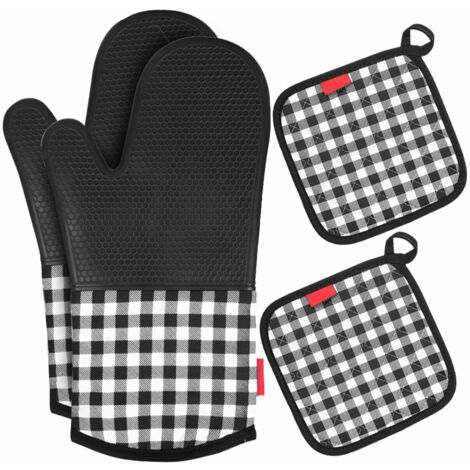 Gants De Four En Silicone Résistants à 230°C - Paire Grise - Anti-dérapants - Pour Four, Air Fryer, Barbecue