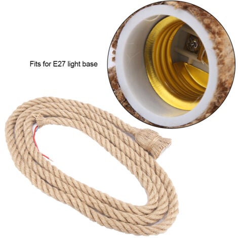 Decdeal E27 Vintage Chanvre Corde Plafonnier Base Pendentif Lampe Ampoule Titulaire 85-265V,1,5 m 1 tête