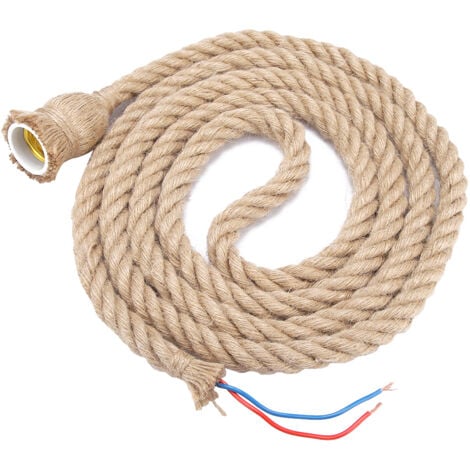 Decdeal E27 Vintage Chanvre Corde Plafonnier Base Pendentif Lampe Ampoule Titulaire 85-265V,1,5 m 1 tête