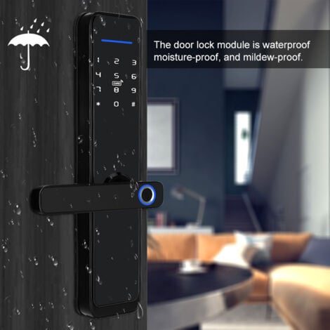Decdeal Serrure Porte WiFi,Serrure électrique,Serrure Porte Empreinte,Empreinte Digitale Télécommande Carte IC,Compatible Tuya