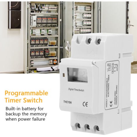 Decdeal Minuterie numérique programmable 220-240V 20A, montage sur rail DIN THC15A