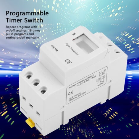 Decdeal Minuterie numérique programmable 220-240V 20A, montage sur rail DIN THC15A