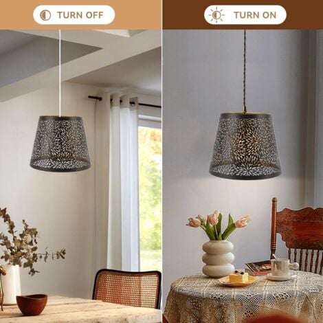Decdeal Abat-jour en métal,E26 E27 style arbre forestier ajouré en fer décoratif,avec motif doré intérieur,pour lampe de plafond murale de table,noir
