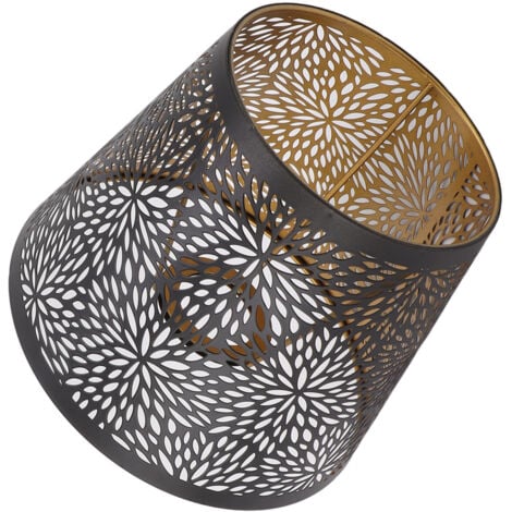 Decdeal Abat-jour en métal,E26 E27 style arbre forestier ajouré en fer décoratif,avec motif doré intérieur,pour lampe de plafond murale de table,noir