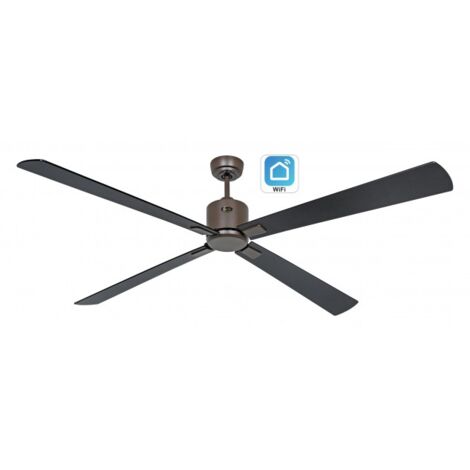 CasaFan ECO NEO III 180cm Ventilateur de plafond avec Wifi 949410W Noir / Noir et Teck (1/5)