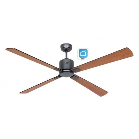 CasaFan ECO NEO III Ventilateur de plafond 152cm avec Wifi 952303W Noir / Noir et Teck