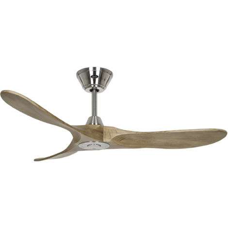 Ventilateur de plafond CasaFan 312223 ECO GENUINO 122cm Moteur chrome brosse et pales couleur chene