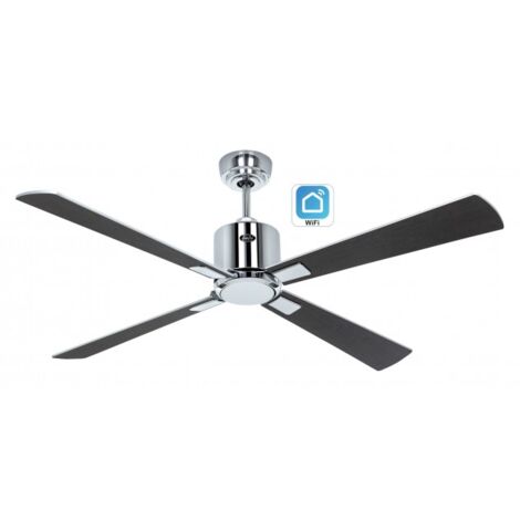 Ventilateur de plafond 132cm avec WiFi CasaFan ECO NEO III 948242W Chrome brillant/argent et moteur Wenge (1/5)