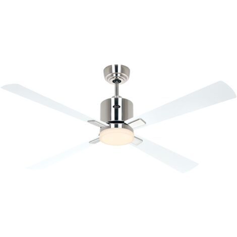 Ventilateur de plafond ECO NEO III 132, Chrome brossé - Blanc/Gris clair, Wi-Fi avec éclairage (1/2)