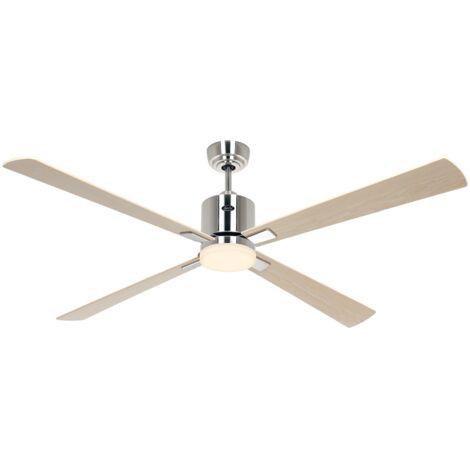 Ventilateur de plafond ECO NEO III 152, Chrome brossé - Érable/Hêtre, Wi-Fi avec éclairage (1/2)