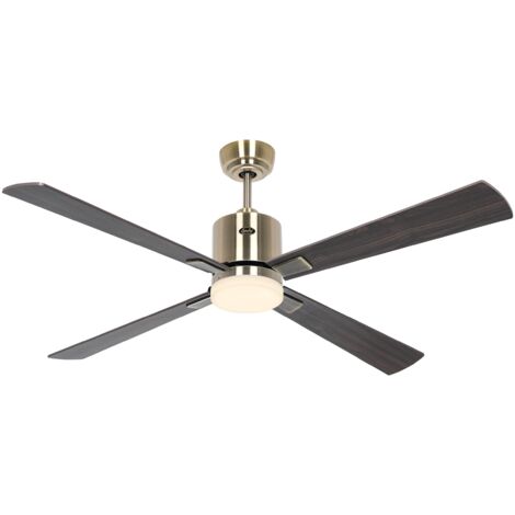 Ventilateur de plafond ECO NEO III 132, laiton antique - Noyer/Cerisier, Wi-Fi avec éclairage (1/2)