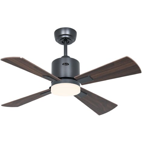 Ventilateur de plafond ECO NEO III 92, Gris basalte - Noir/Teck, Wi-Fi avec éclairage (1/2)