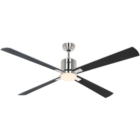 Ventilateur de plafond ECO NEO III 152, Chrome brossé - Wengé/Argent, Wi-Fi avec éclairage (1/2)