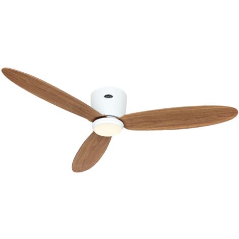 Ventilateur de plafond ECO PLANO II 132, Blanc chêne naturel, Wi-Fi avec éclairage