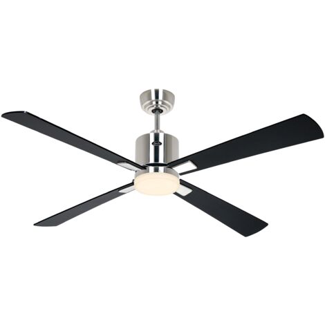 Ventilateur de plafond ECO NEO III 132, Chrome brossé - Noir/Teck, Wi-Fi avec éclairage (1/2)