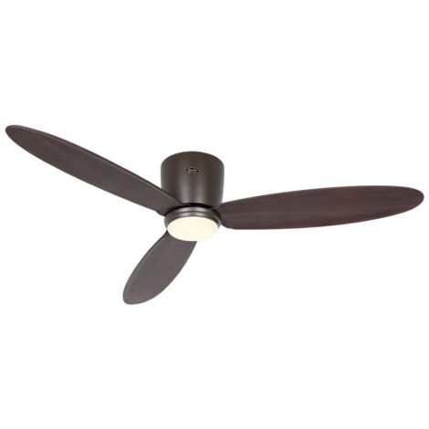 Ventilateur de plafond ECO PLANO II 132, Bronze noyer, Wi-Fi avec éclairage