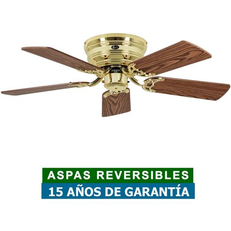 CasaFan 5103001 Ventilateur de plafond CLASSIC FLAT 103cm chêne antique ou hêtre / laiton poli