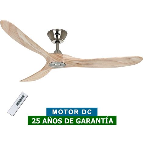 Casafan – Ventilateur de plafond 315216 – 152 cm bois massif naturel – 3 pales – 6 vitesses – Télécommande – Fonction été/hiver (1/8)