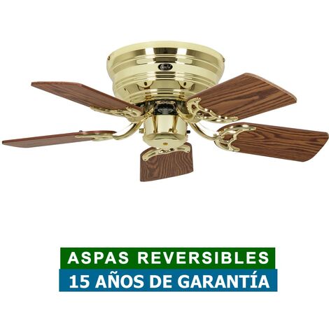 Ventilateur de plafond CasaFan 5075001 CLASSIC FLAT 75cm chêne ou hêtre antique / laiton poli (1/5)