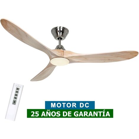Casafan – Ventilateur de plafond 152 cm – Moteur DC/EC 3,3 à 16,5 W – 3 pales en bois massif – Télécommande 6 vitesses – Ultra silencieux