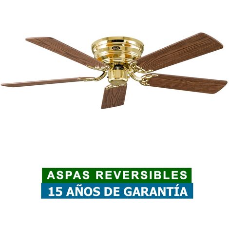 Ventilateur de plafond CasaFan 5132001 CLASSIC FLAT 132cm chêne ou hêtre antique / laiton poli