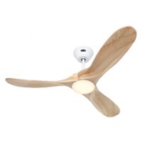 Casafan – Ventilateur de plafond à économie d'énergie 122 cm – 3 pales en bois naturel – Moteur DC 3.3-16.5W – Télécommande sans fil – Lampe LED 17W