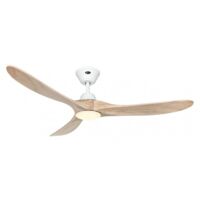 Casafan – Ventilateur de plafond Eco Genuino-L 152 cm – 3 pales en bois naturel – Moteur DC 16.5 W – Télécommande sans fil – Éclairage LED 17 W