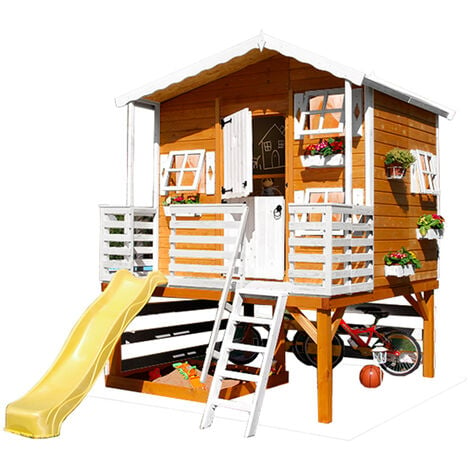 Cabane enfant - Grande cabane enfant peinte patio sur pilotis avec