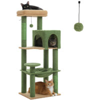PAWZ Road Arbre à Chat en Bois, Tour de Chat Moderne, avec Griffoirs Sisal, Condo Confortable et Grand Hamac, 113cm, Vert