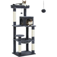 PAWZ Road Arbre à Chat en Bois, Tour de Chat Moderne, avec Griffoirs Sisal, Condo Confortable et Grand Hamac, 143cm, Gris Foncé