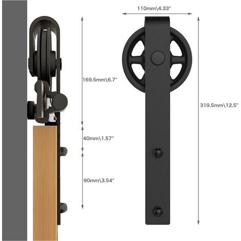 244cm/8FT Schiebetürbeschläge Doppeltür Schiebetür Set Barn Door Hardware Scheunentor Kit Schiebetürsystem Tragkraft 150kg