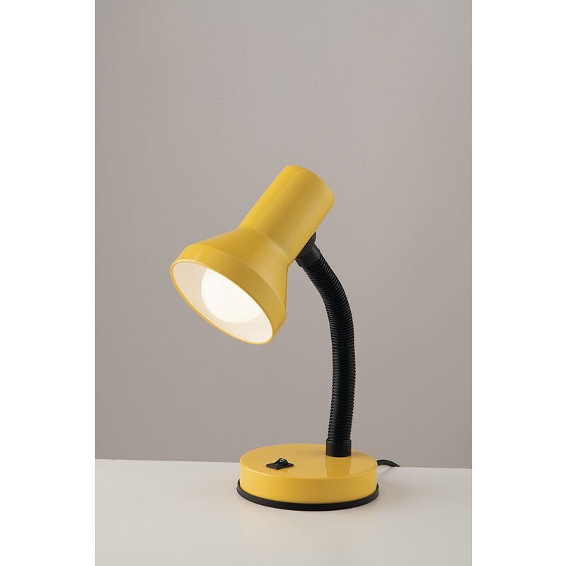 Lampada da tavolo in metallo colore giallo e27 flessibile 1xe27