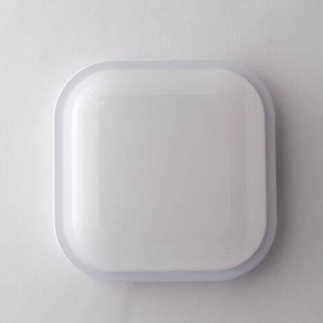 "Plafoniera LED per esterno EVER quadrata bianca. LED 15 W. 3000K (luce calda) IP65 ermetico e resistente all'acqua" (1/2)