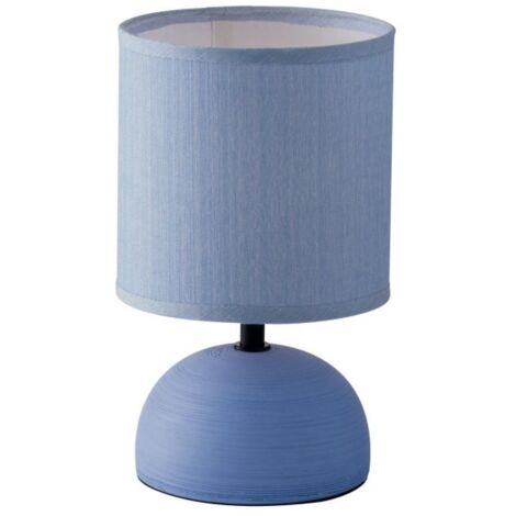 "Lampada da tavolo FURORE in ceramica blu con paralume in tessuto"