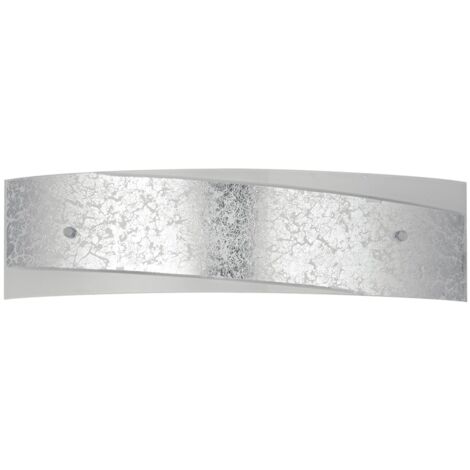 "Applique PARIS in vetro con decoro in foglia argento 45x12 cm."