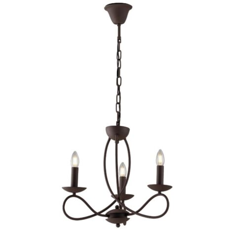 "Lampadario a sospensione GINEVRA in metallo corten a tre luci" (1/2)