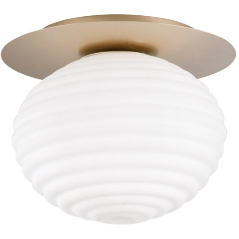 "Plafoniera RIPPLE in metallo oro con diffusore in vetro 35 cm."