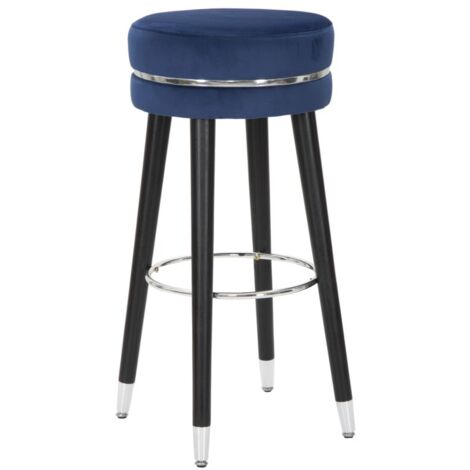 Sgabello da bar "Paris" in poliestere gambe in legno colore nero per interni -Blu/Argento (1/5)