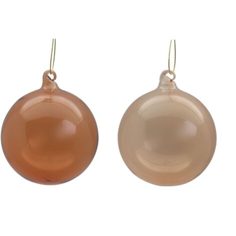 Set 12 sfere in vetro colorato doppio tono whisky 8 cm.