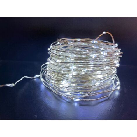 100 lucine LED natalizie con filo di rame modellabile bianco freddo (1/4)