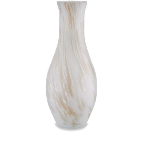 "Vaso artigianale bianco e ambra FIASCO in vetro di Murano 40 cm."