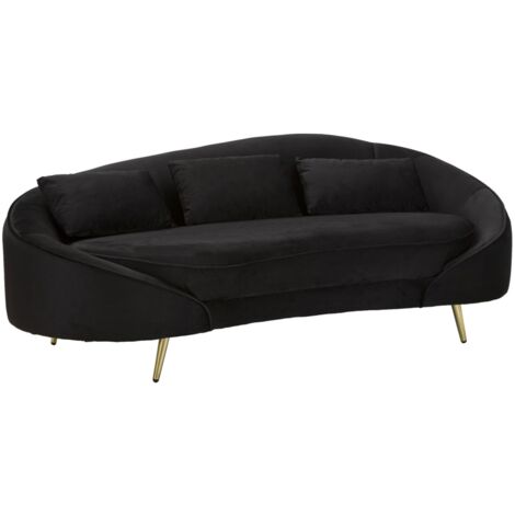 DIVANO 3 POSTI OSLO C/CUSCINI NERO CM 185X84X68 (1/5)