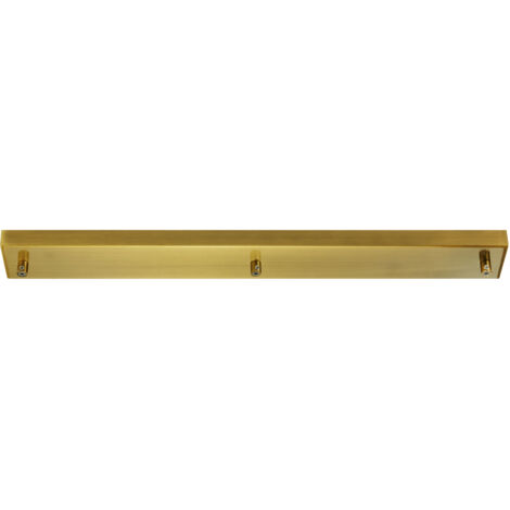 Rosone rettangolare per sospensione PIREX a tre luci in metallo brunito 65x8 cm.