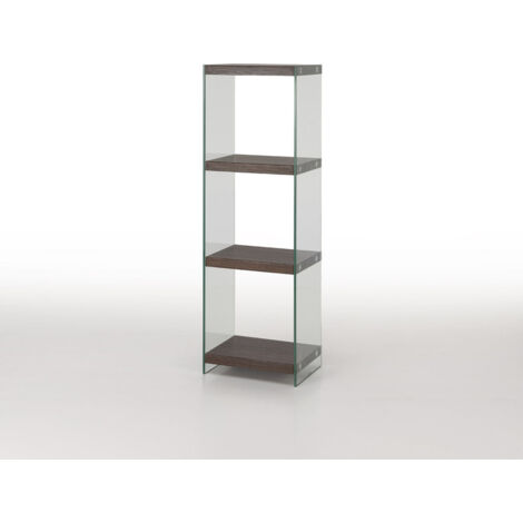 Libreria DICO in vetro con 3 ripiani in legno noce 125 cm. (1/4)